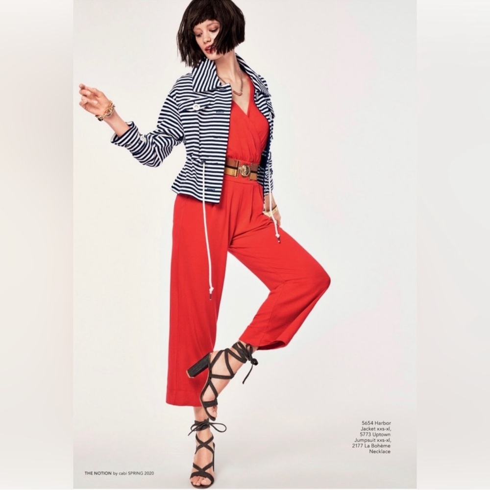 NWT Cabi Uptown Jumpsuit‎ Ankle in Vermilion Red M - Picture 4 of 17
